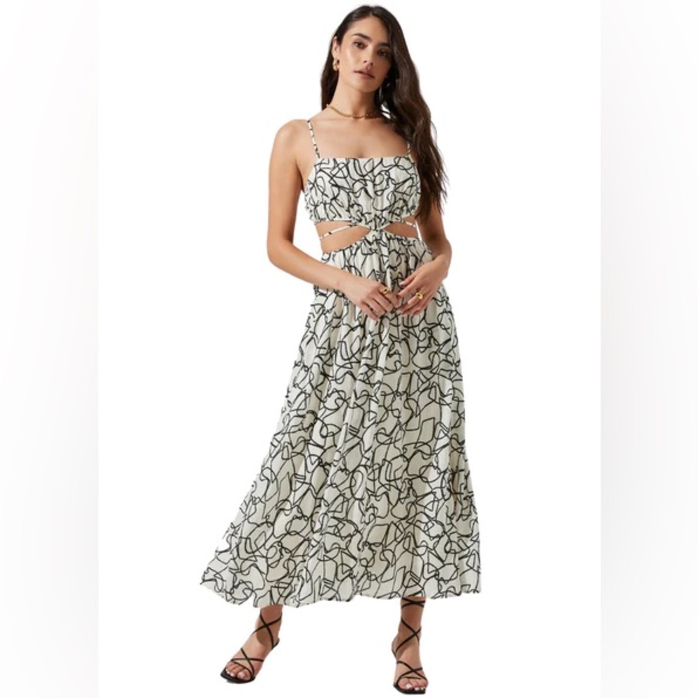 ASTR The Label Sanger Dress in White Black Sketch